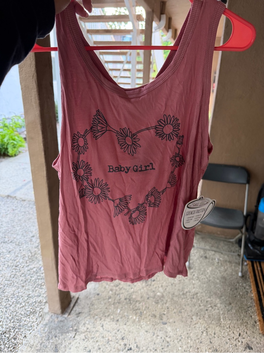 Dusty Rose Tank Top with Daisy Heart Graphic
